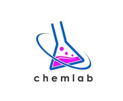 Science lab icon of laboratory glass flask vector