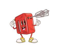 Mixer retro groovy kitchenware utensil character vector