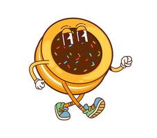 Cartoon groovy cookie character with sprinkles vector