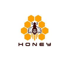 Honey bee icon, beekeeping and apiary products vector