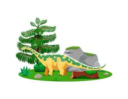 Cute opisthocoelicaudia prehistoric dino character vector