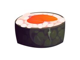 Cartoon futomaki japanese sushi, roll with salmon vector