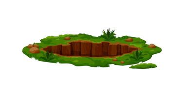 Dirty pit burrow or deep ground hole in earth soil vector