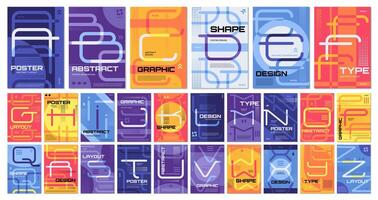 Digital display alphabet typography book covers vector