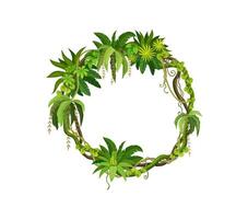Tropical jungle round frame with forest lianas vector