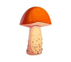 Cartoon autumn mushroom with an orange-brown cap vector