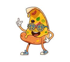 Groovy fast food pizza character in sunglasses vector