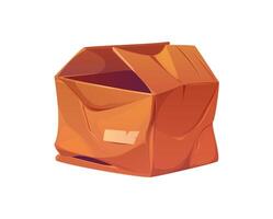 Damaged crumpled and broken cardboard box package vector