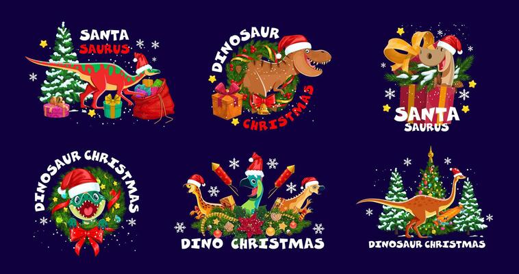 Christmas dinosaur cartoon festive greeting