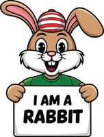 Rabbit holding sign cartoon illustration, rabbit art. Ai generate vector