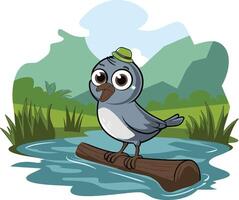 Cute bird illustration, bird art. Ai generate vector