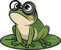 Frog on leaf cartoon illustration, frog art. Ai generate vector