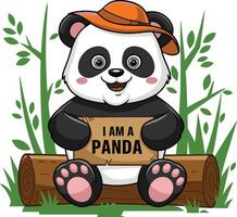 Panda holding sign illustration, panda art. Ai generate vector