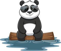 Panda cartoon sitting illustration, panda art. Ai generate vector