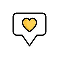 Message bubble with heart. Social media notification icons in speech bubbles. vector