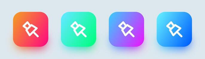 Pin line icon in square gradient colors. Attachment signs illustration. vector
