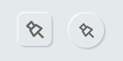 Pin line icon in neomorphic design style. Attachment signs illustration. vector