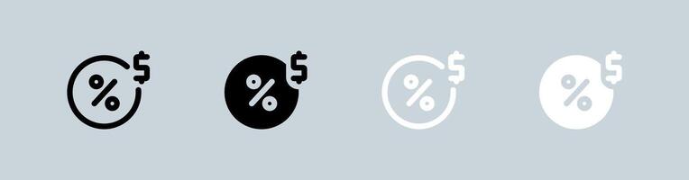 Commission icon set in black and white. Finance signs illustration. vector