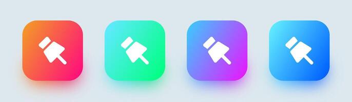 Pin solid icon in square gradient colors. Attachment signs illustration. vector