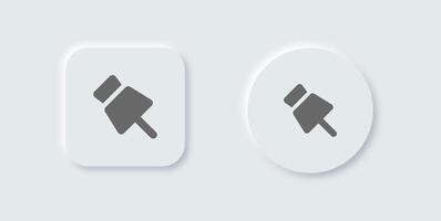 Pin solid icon in neomorphic design style. Attachment signs illustration. vector