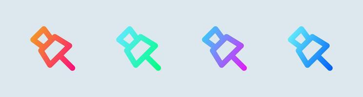 Pin line icon in gradient colors. Attachment signs illustration. vector