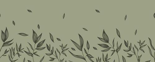 Seamless strip of leaves. An ancient sketch of leaves. A hand-drawn illustration. vector