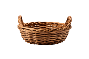 Empty wicker basket isolated on transparent background png