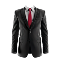 A stylish black suit with a red tie, representing elegance and professionalism for business or formal occasions. png