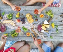 Top view beach picnic table photo