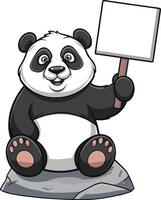 Panda holding sign illustration, panda art. Ai generate vector