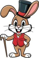 Funny rabbit cartoon illustration, rabbit art. Ai generate vector