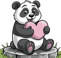 Cute panda cartoon sitting illustration, panda art. Ai generate vector
