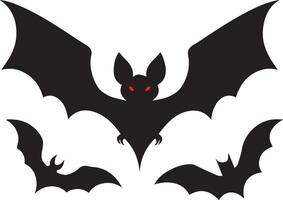 Halloween flying Bat art and black silhouette vector