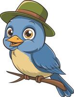 Bird wearing cap cartoon illustration, bird art design. Ai generate vector