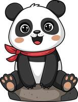 Panda cartoon sitting illustration, panda art. Ai generate vector