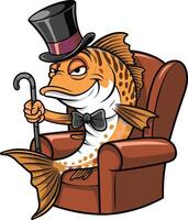 Funny fish cartoon illustration, fish art. Ai generate vector