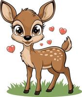 Baby deer cartoon art illustration. Ai generate vector