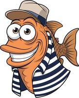 Funny fish cartoon illustration, fish art. Ai generate vector