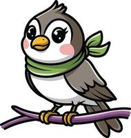 Bird sitting on tree branch illustration, bird art. Ai generate vector