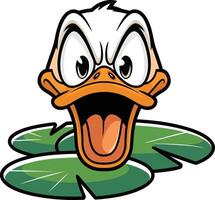 Angry duck head cartoon illustration. Ai generate vector