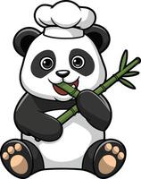 Panda eating bamboo illustration, panda art. Ai generate vector