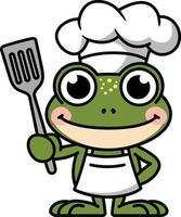 Frog chef cartoon illustration, frog art. Ai generate vector