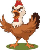 Angry chicken cartoon illustration, hen art design. Ai generate vector