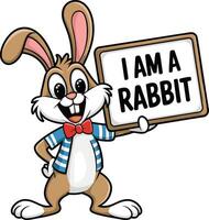 Rabbit holding sign cartoon illustration, rabbit art. Ai generate vector