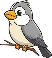 Bird sitting on tree branch cartoon illustration, bird art. Ai generate vector