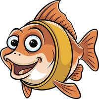 Funny fish cartoon illustration, fish art design. Ai generate vector