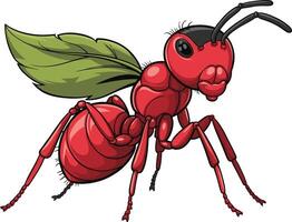 Ant holding leaf illustration, ant art. Ai generate vector