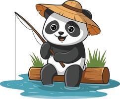Panda fishing illustration, panda art. Ai generate vector