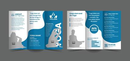Yoga Studio Trifold Brochure Design Template and trifold brochure mockup design vector