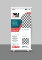 Yoga concept roll up banner template vector